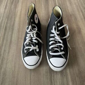 Leather Converse Black and White High-Top Sneakers